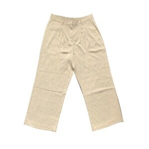 NWT French Connection Ladies Wide Leg Classic Pleat Dress Trouser Cream XL